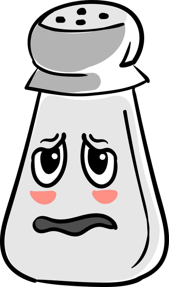Sad salt shaker, illustration, vector on white background