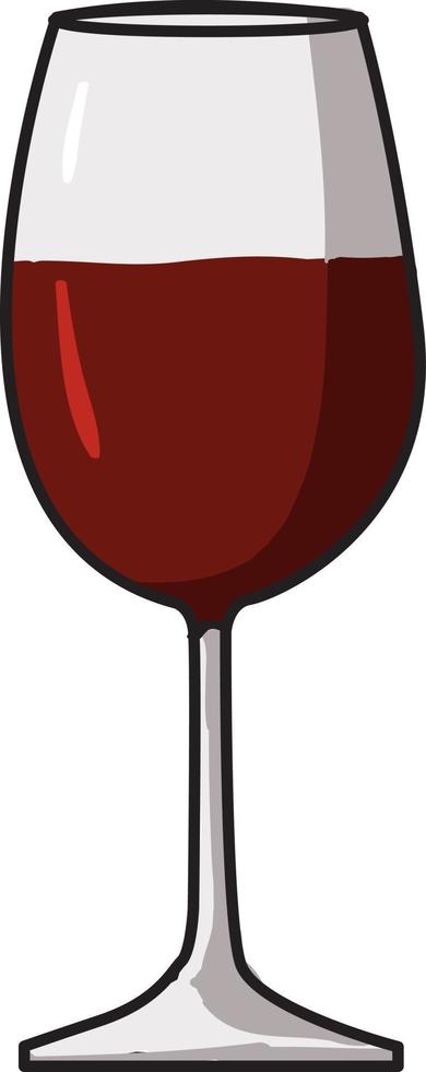 Glass of wine, illustration, vector on white background.