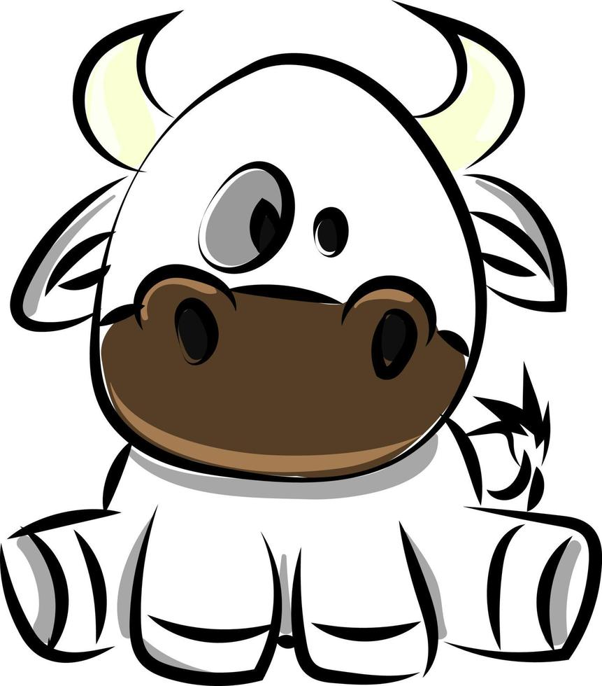 Vaca sentada, ilustración, vector sobre fondo blanco.