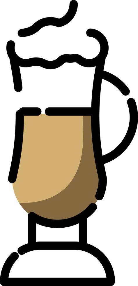 Latte in tall glass, illustration, vector on a white background.