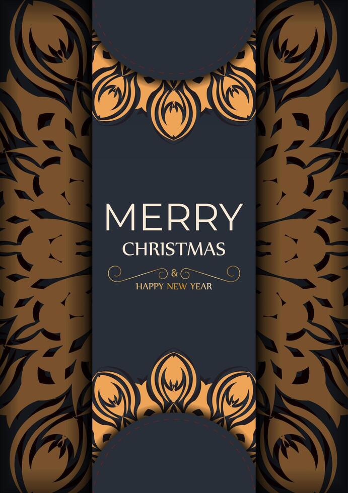 Merry Christmas Greyed out greeting card design with orange winter patterns. Design poster Happy new year and abstract ornament. vector