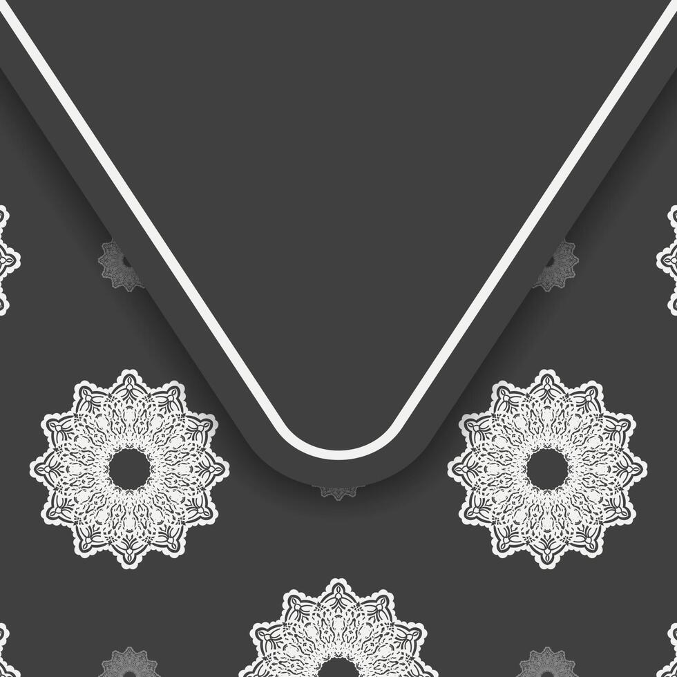 The brochure in black with luxurious white ornamentation is ready for printing. vector