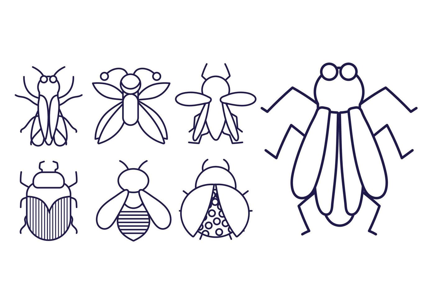 insects nature fauna decoration thin line icons vector