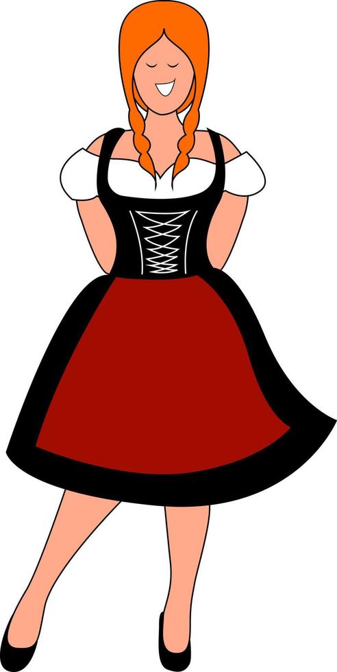 Bavarian costume, illustration, vector on white background.