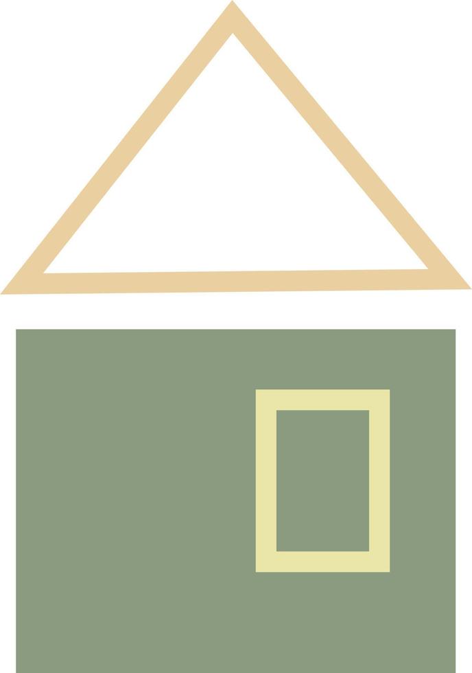 Green colored house with small window, icon illustration, vector on white background