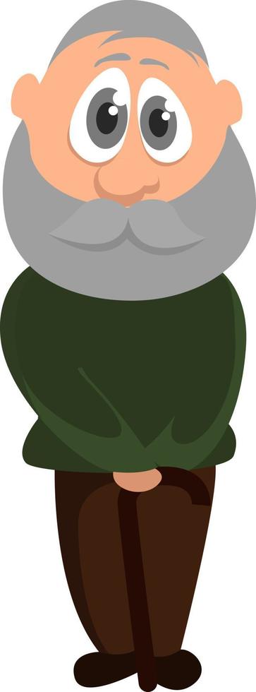 Old man with big beard, illustration, vector on white background