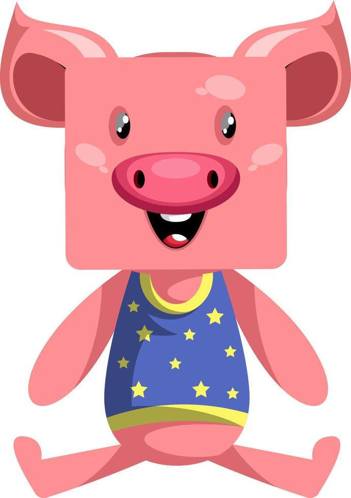 Happy pig, illustration, vector on white background.
