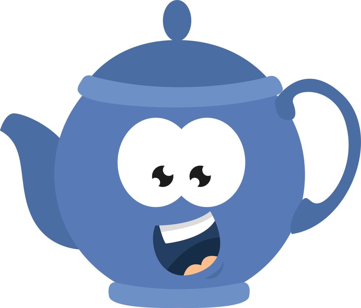 Blue teapot, illustration, vector on a white background.