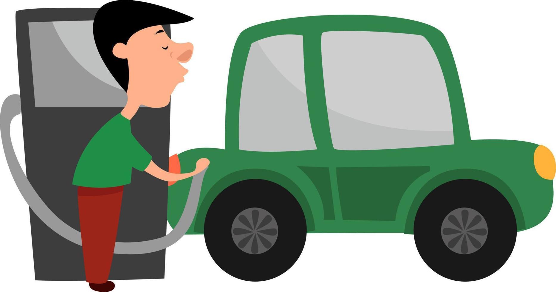 Filling the car, illustration, vector on white background.