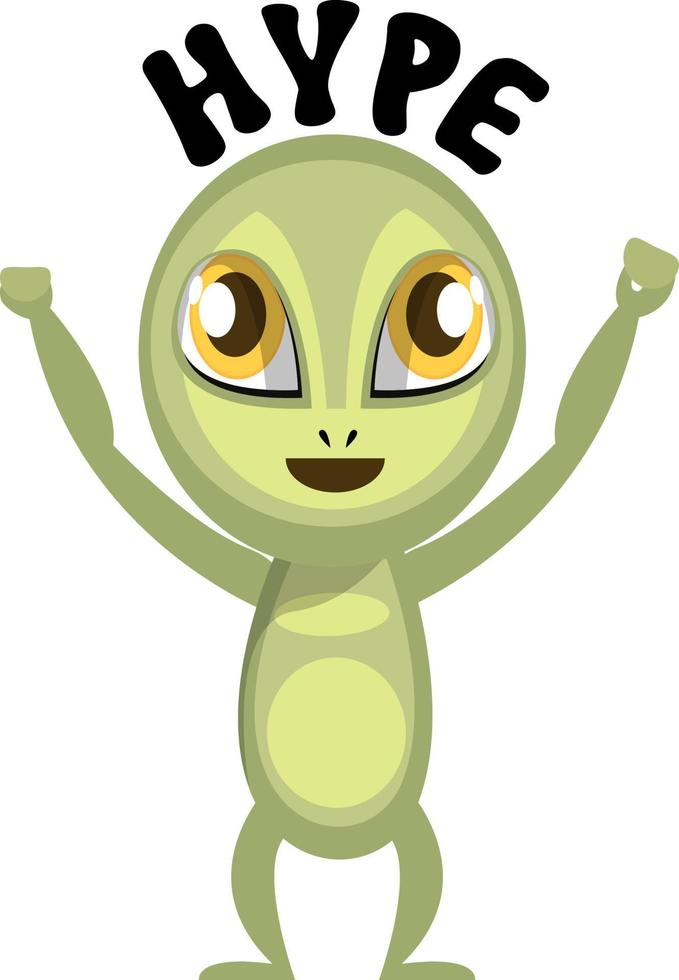 Alien felling hype, illustration, vector on white background.