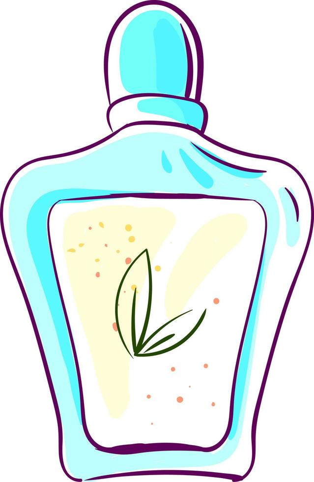 Blue bottle of perfume, illustration, vector on white background