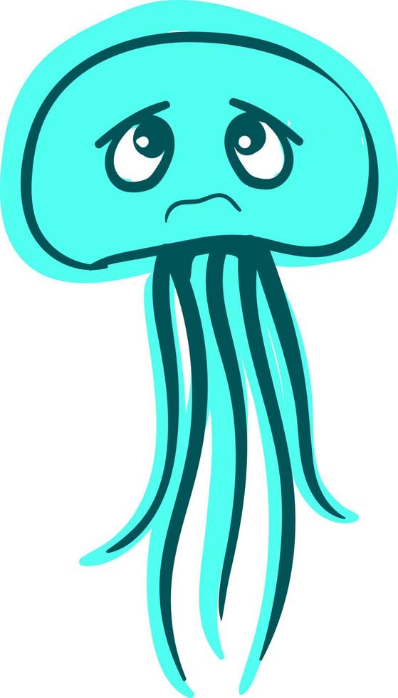 Sad octopus, illustration, vector on white background.