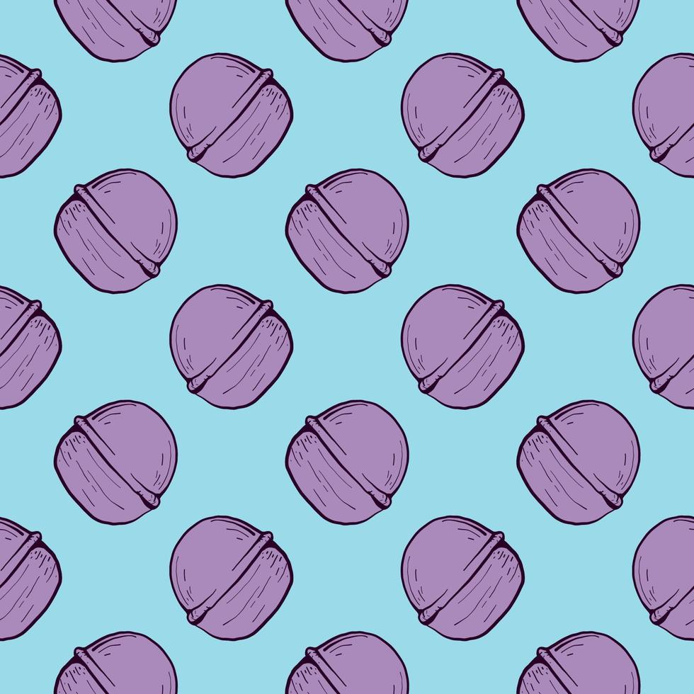 Purple walnut,seamless pattern on blue background. vector