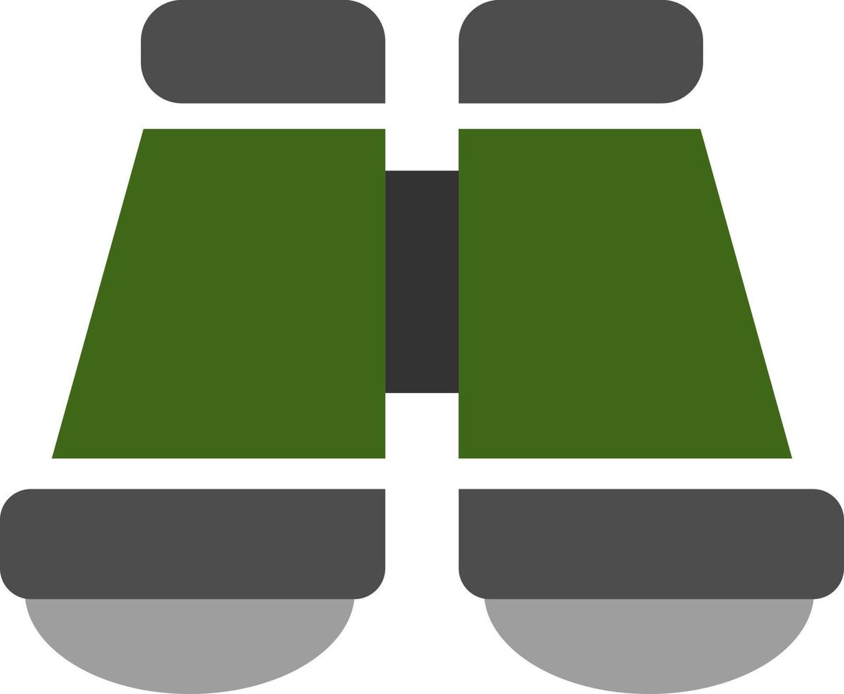 Green army binoculars, illustration, vector on white background.