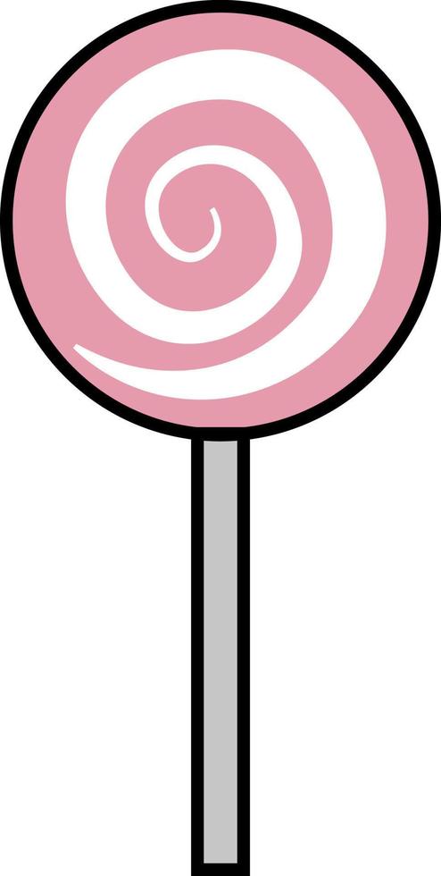 Pink and white lolipop, illustration, vector on white background.