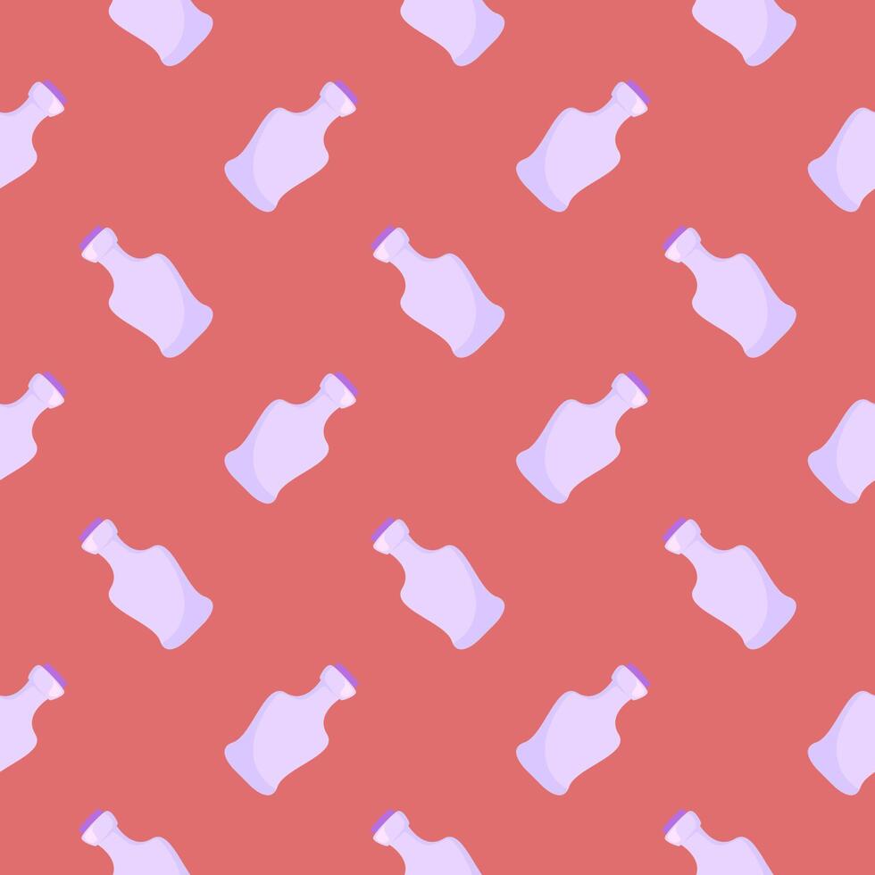 Glass bottles , seamless pattern on a red background. vector