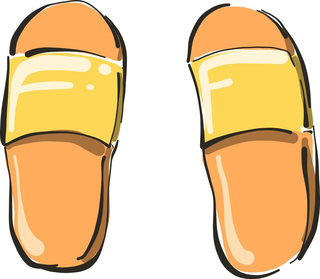 Yellow slippers, illustration, vector on white background.