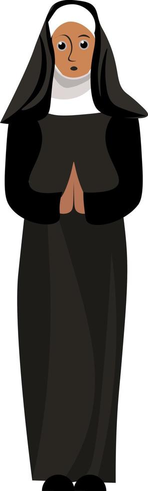 Nun, illustration, vector on white background.