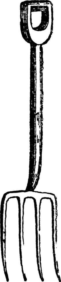 Digging-Fork, vintage illustration. vector