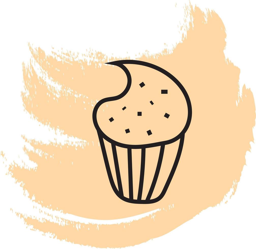 Strawberry cupcake, icon illustration, vector on white backgroundv