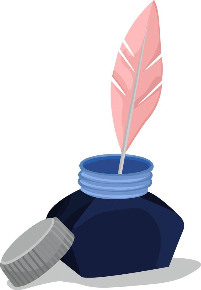 Blue ink pot, illustration, vector on white background