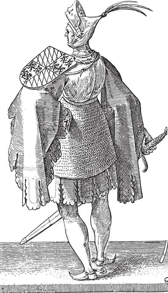 Count William VI, Hendrick Goltzius, after Willem Thibaut, vintage illustration. vector