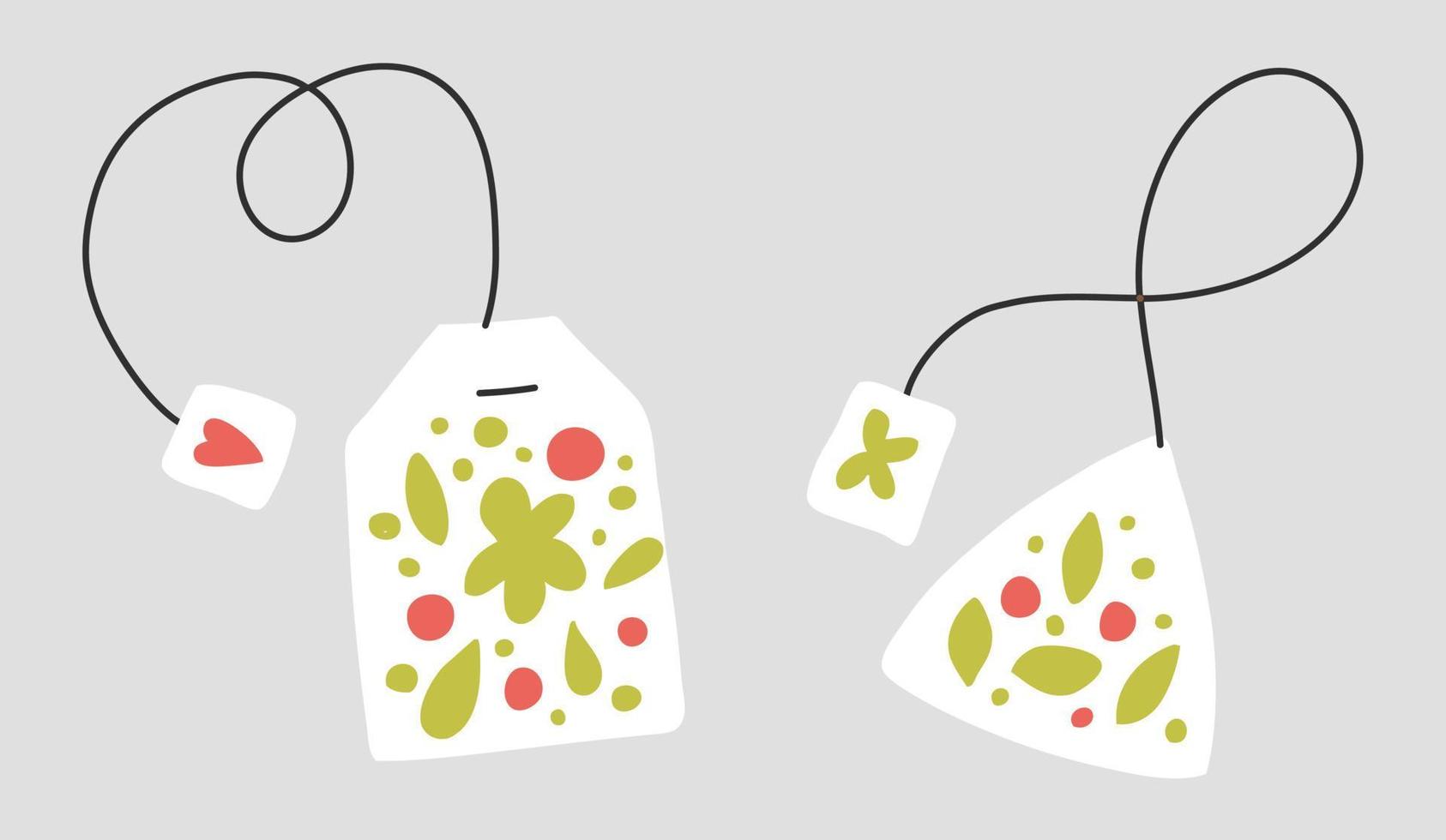 A set of tea bags. Herbal drink for brewing in a sachet vector