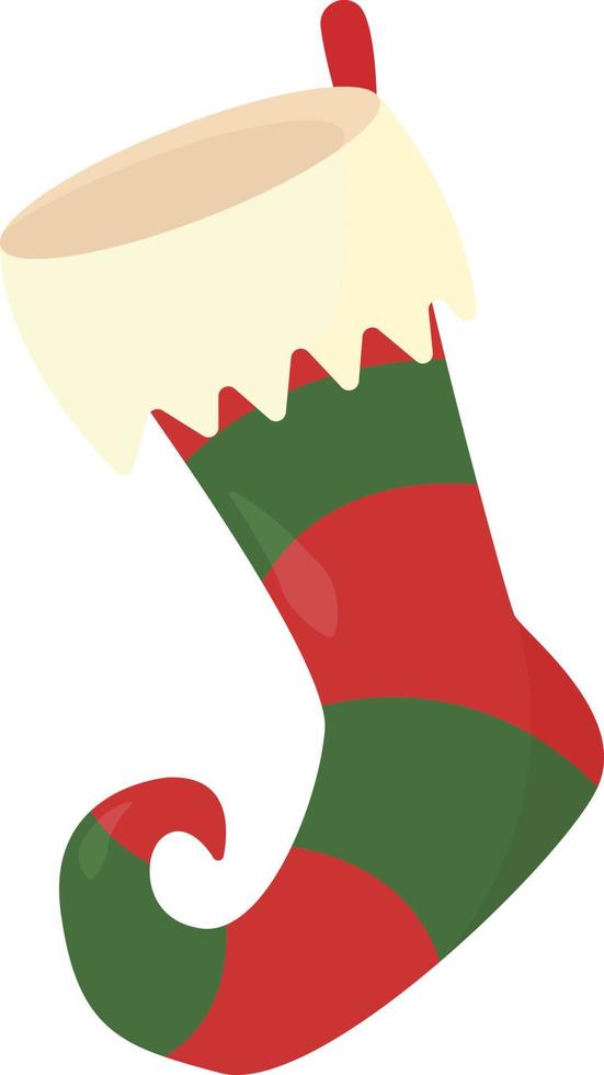 Elf stocking, illustration, vector on white background.