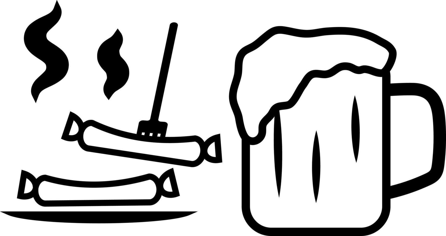 Sausages with beer, illustration, vector, on a white background. vector