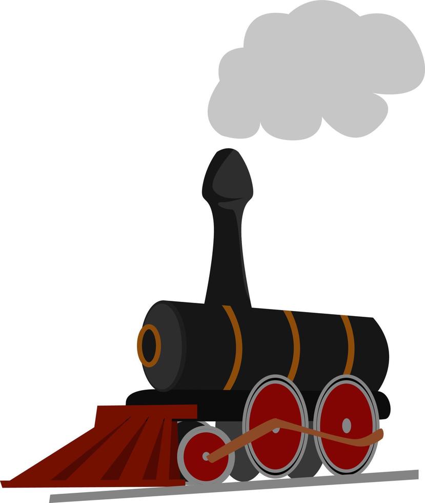 Black locomotive, illustration, vector on white background