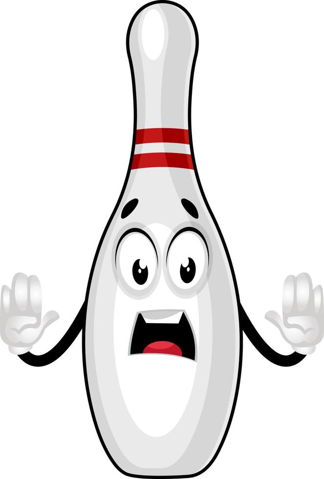 Shocked bowling pin, illustration, vector on white background.