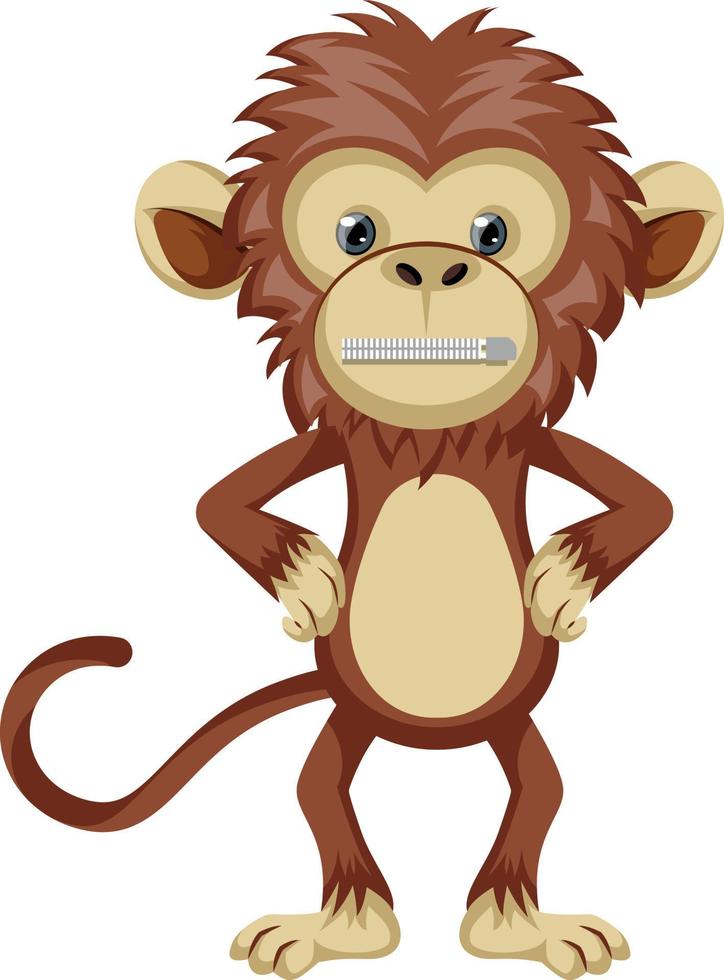 Silent monkey, illustration, vector on white background.