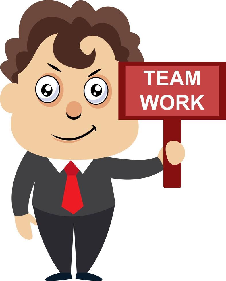 Man with team work sign, illustration, vector on white background.