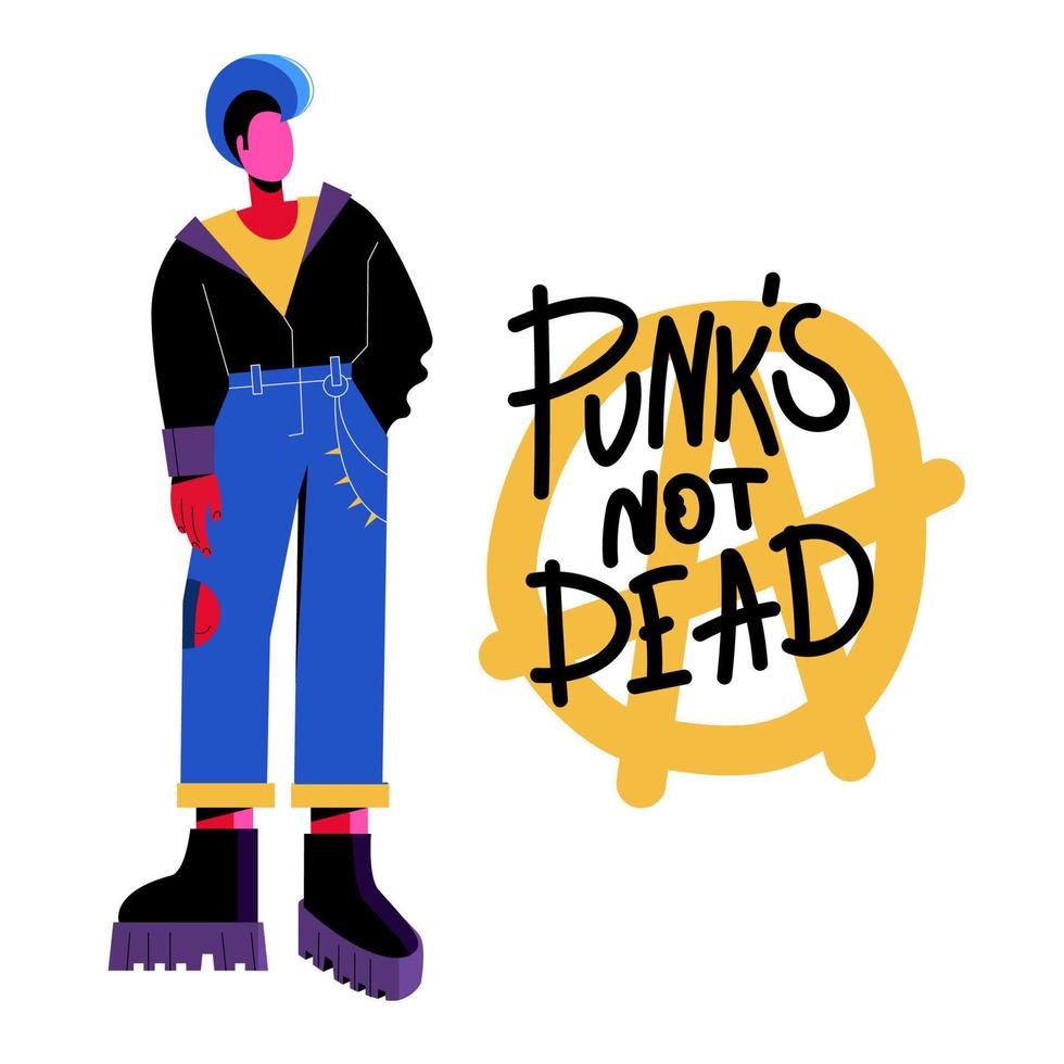 A fashionable man in jeans with a mohawk. Punks not dead. Park, rock and anarchy vector