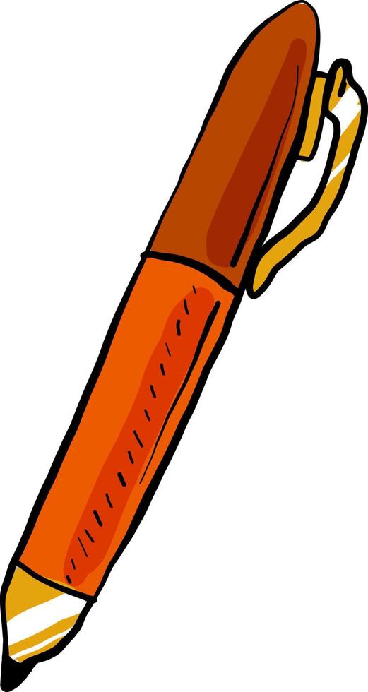 Orange pen, illustration, vector on white background