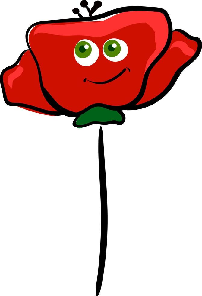 Happy poppy, illustration, vector on white background.