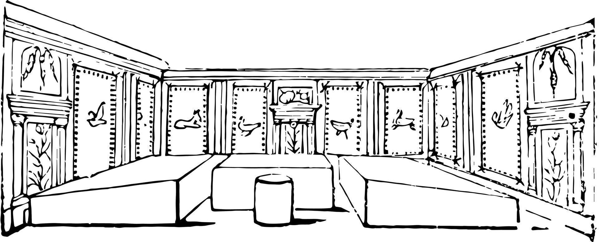 Banqueting room Roman people reclined at their meals vintage