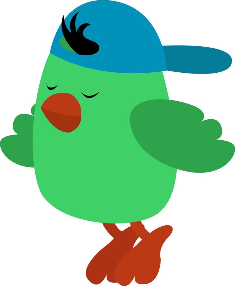 Green bird, illustration, vector on white background.