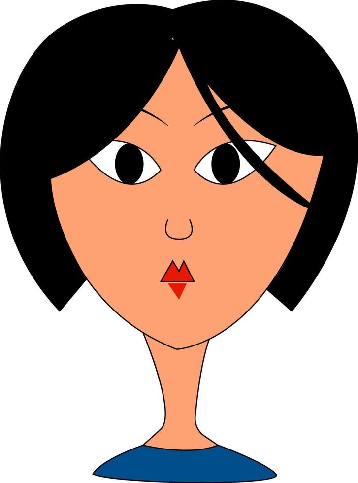 A girl with a short hair, vector or color illustration.