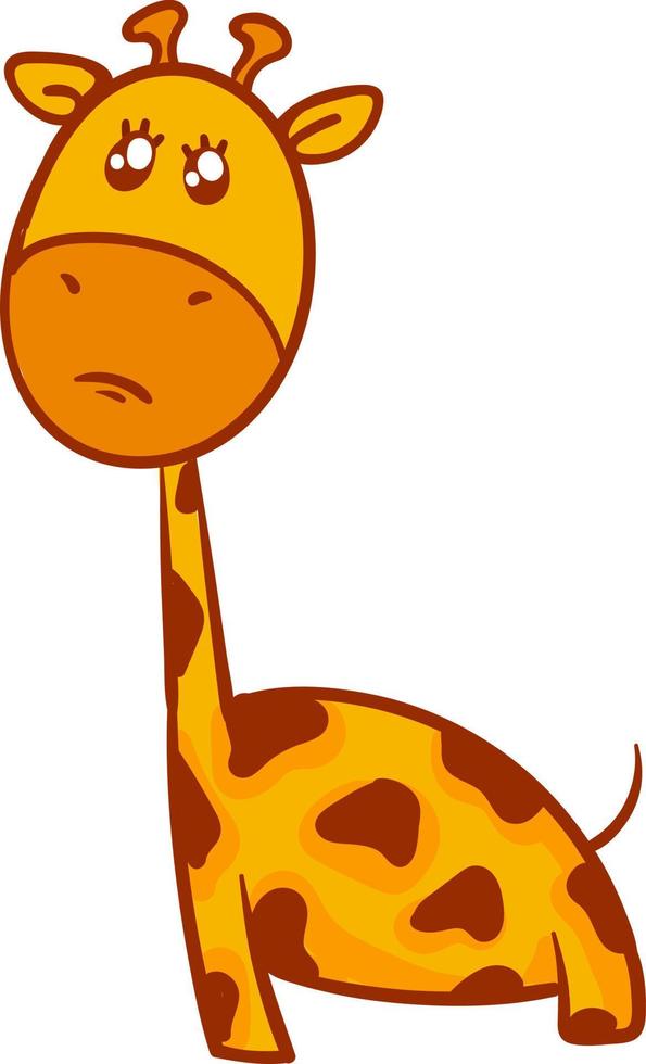 Sad giraffe, illustration, vector on white background