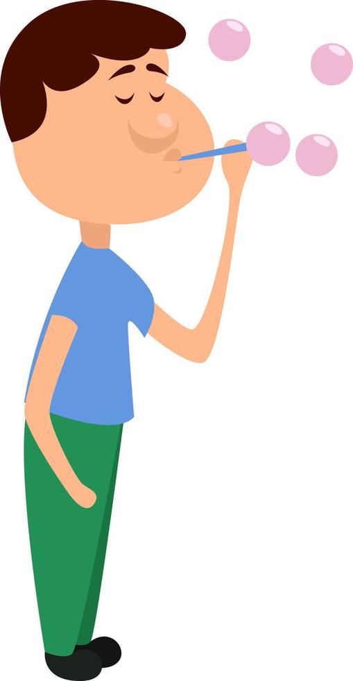 Boy blowing bubbles,illustration,vector on white background vector