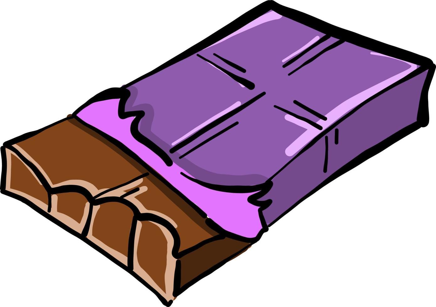 Chocolate bar, illustration, vector on white background.