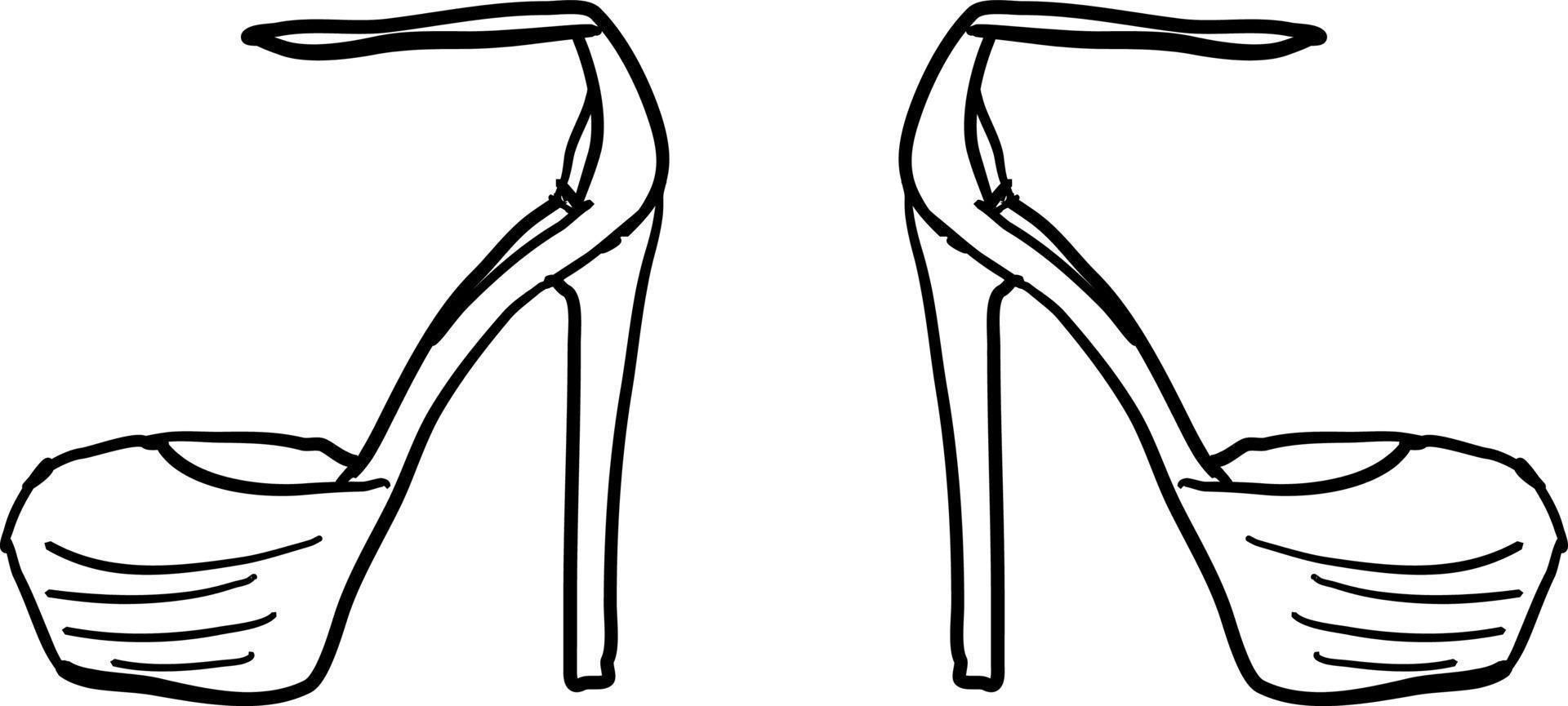 Heels sketch, illustration, vector on white background.