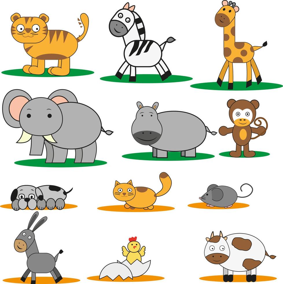 Baby animals, illustration, vector on a white background.