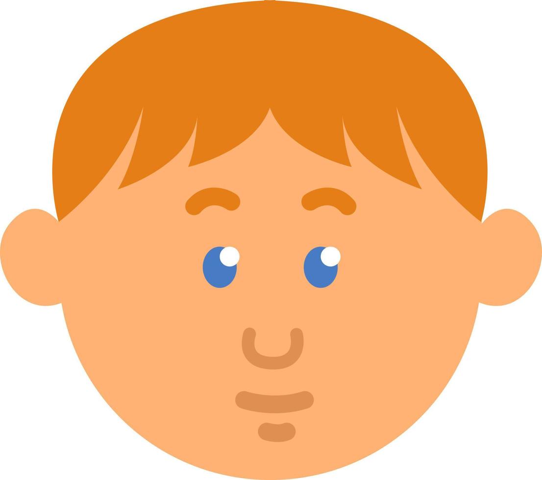 niño con pelo naranja, ilustración, vector sobre fondo blanco.