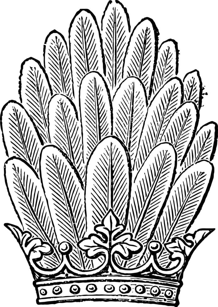 Panache as a crest vintage engraving. vector