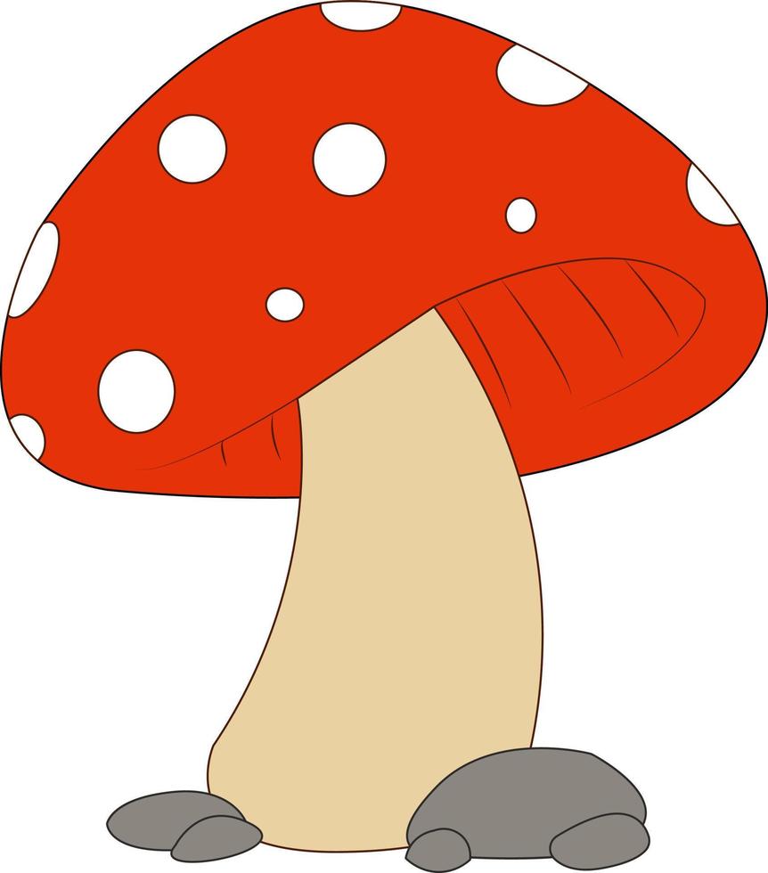 Mushroom in woods, illustration, vector on white background.