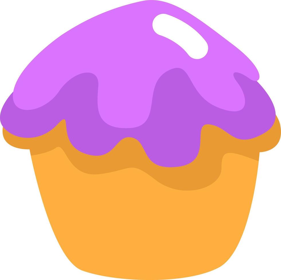 Purple glaze cupcake, illustration, vector, on a white background. vector