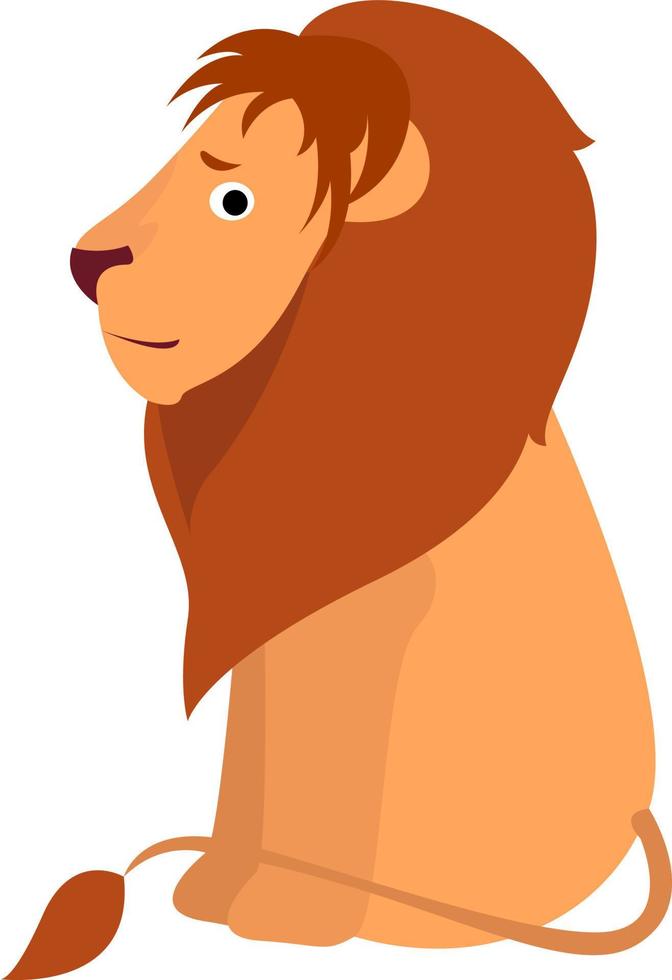 Scared lion, illustration, vector on white background