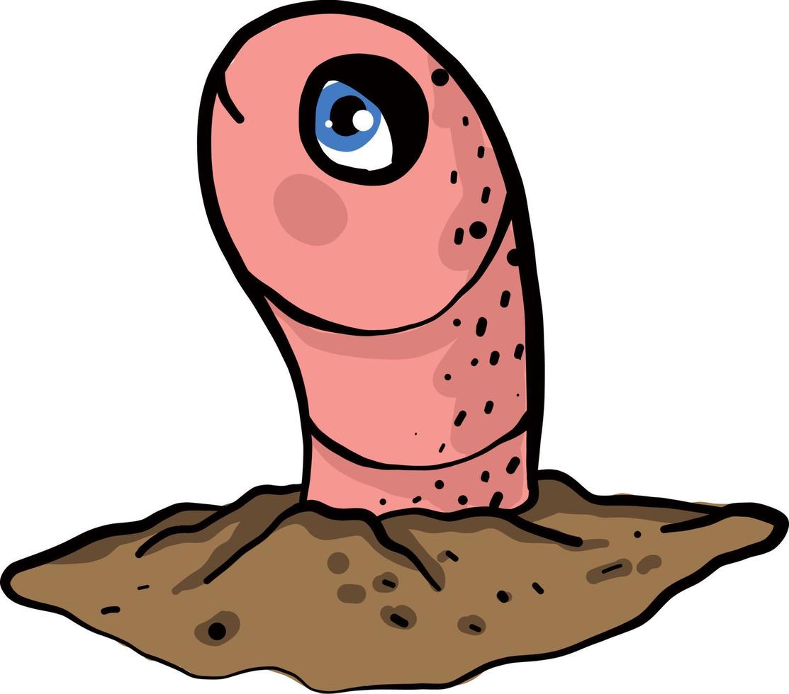 Worm with eyes, illustration, vector on white background